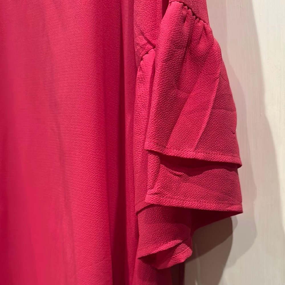 Pink Ruffle Sleeve Crepe Style Dress - Picture 5 of 8